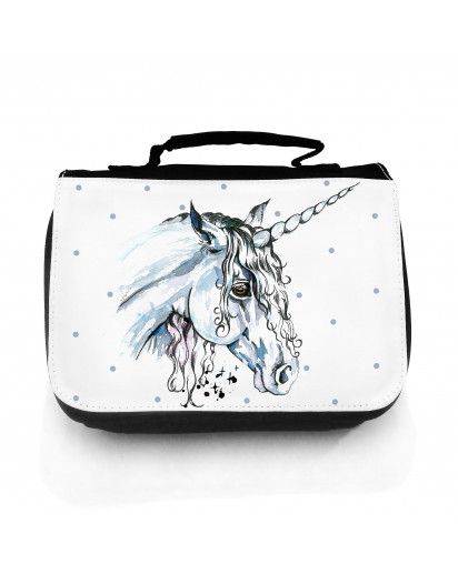 Waschtasche Waschbeutel Kulturbeutel Kosmetiktasche Reisewaschtasche Einhorn mit Punkte washbag toilet bag sponge bag cosmetics bag travel washbag unicorn with dots wt070