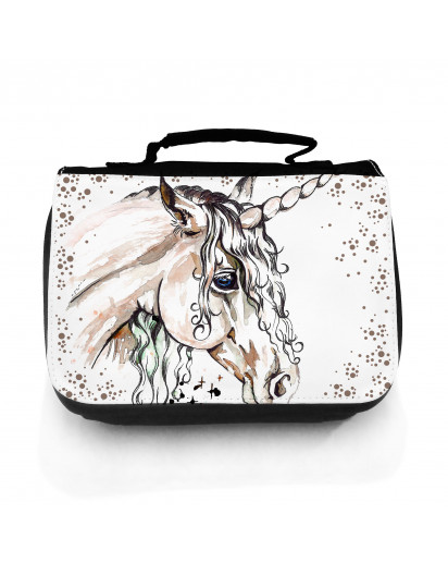 Waschtasche Waschbeutel Kulturbeutel Kosmetiktasche Reisewaschtasche Einhorn mit Punkten washbag toilet bag sponge bag cosmetics bag travel washbag unicorn with dots wt072