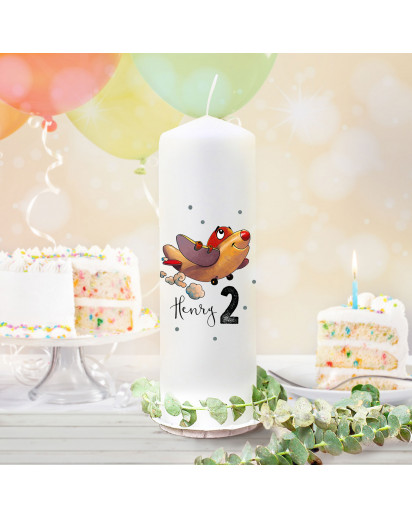 Geburtstagskerze Kerze zum Geburtstag Flugzeug Wunschname Alter wk144 + wahlweise passendes Teelichthüllen-Set te144