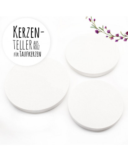 Kerzenteller Kerzenhalter Holz Teller Untersetzer perfekt für Stumpenkerzen Taufkerzen Patenkerzen Gastkerzen KeTe