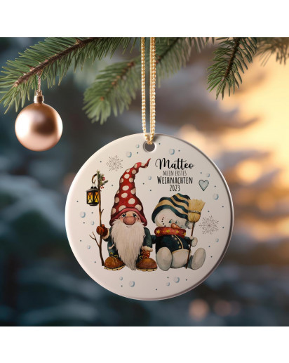 Weihnachtskugel Weihnachtsschmuck Baumanhänger personalisiert erstes Weihnachten Namen Wunschname Zwerg Wichtel Schneemann Weihnachten Baumkugel wkp22