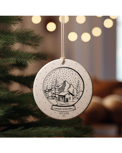 Weihnachtskugel Weihnachtsschmuck Keramik Baumanhänger personalisiert erstes gemeinsames Weihnachten Namen Wunschname Schneekugel Tiere Baumkugel wkp5