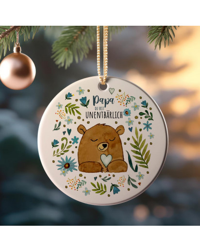 Weihnachtskugel Weihnachtsschmuck Keramik Baumanhänger Weihnachten Bär Papa du bist unentbärlich Weihnachtsbaum Baumkugel Tiere Geschenk Weihnachtsgeschenk wkp58