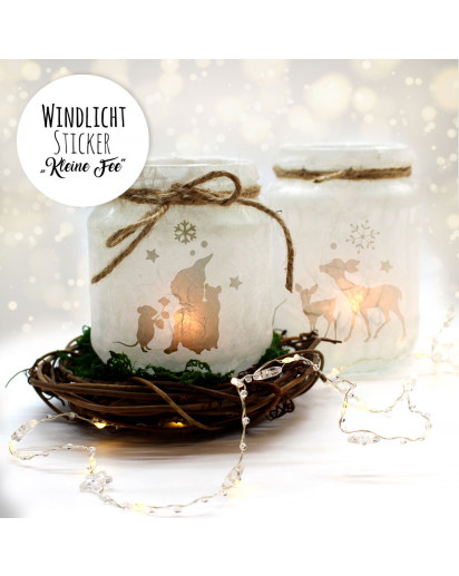 Feenlicht Feenwindlicht DIY Weihnachtsdeko Weihnachten Rehe Elfen Sterne Schneeflocken Lichtdeko Winter Aufkleber Glas Sticker wl1