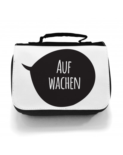 Waschtasche Kosmetiktasche Sprechblase aufwachen Morgenmuffel toilet bag speech bubble wake up morning grouch wt015