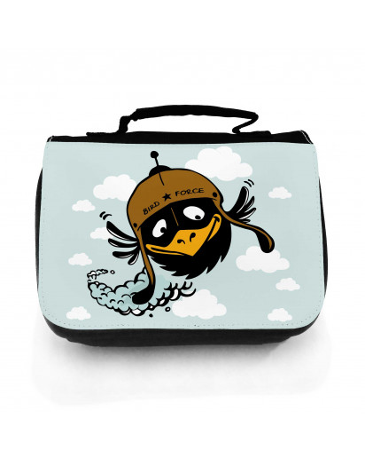 Waschtasche Waschbeutel Kulturbeutel Kosmetiktasche Reisewaschtasche Vogel Rabe Bird Force mit Wunschnamen washbag toilet bag sponge bag cosmetics bag travel washbag bird raven bird force with custom name wt124