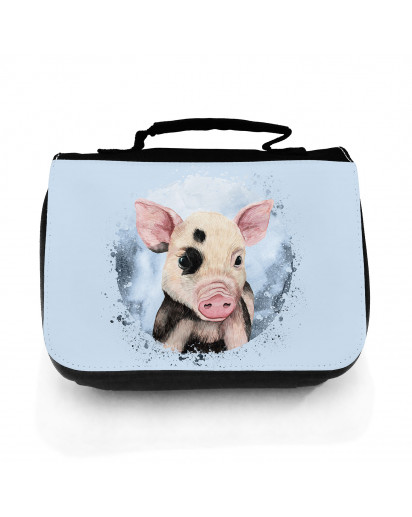 Waschtasche Waschbeutel mit Schwein Schweinchen Kulturbeutel Kosmetiktasche Reisewaschtasche individuell Motiv Tier wt215