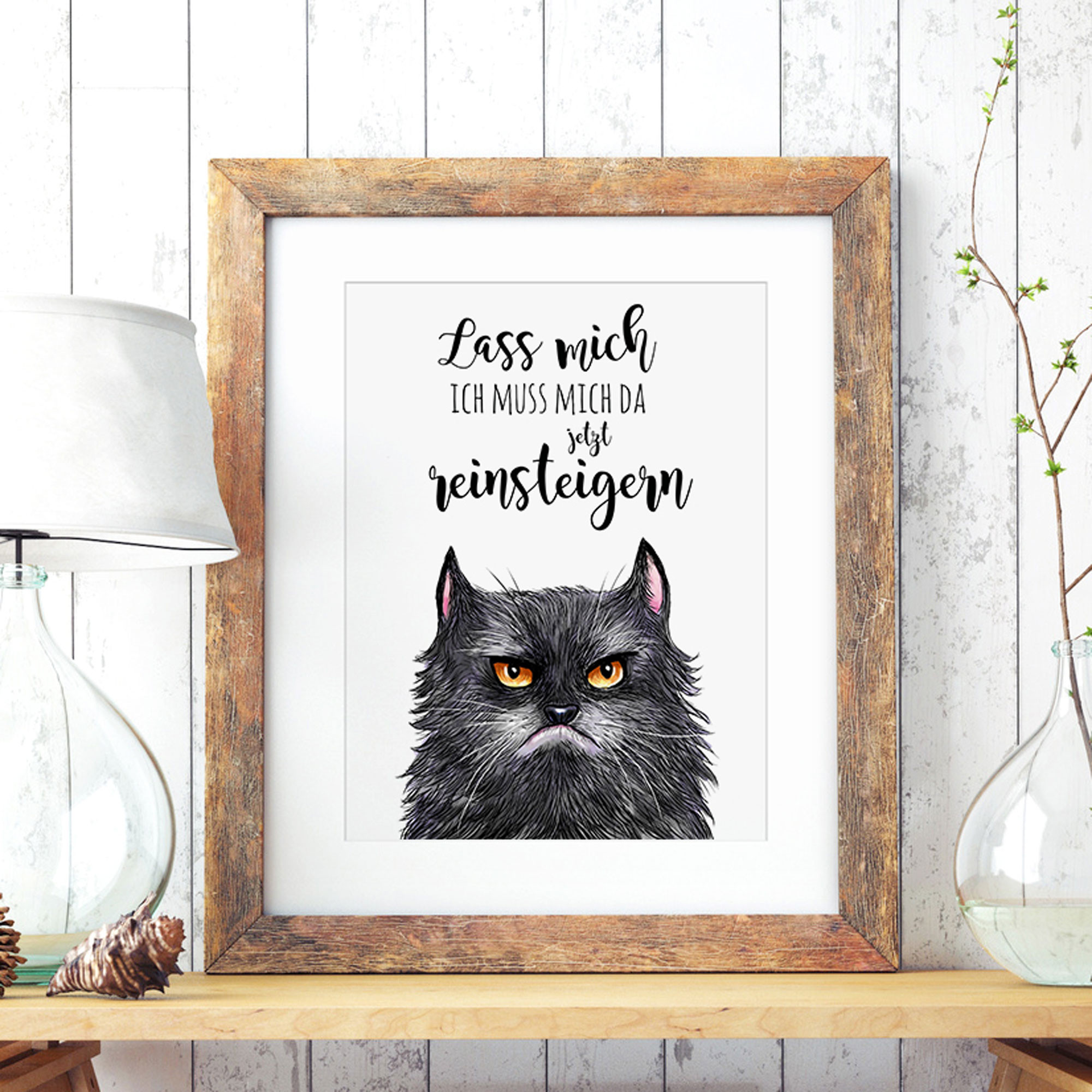 A3 Print Illustration Poster Plakat Katzenposter Katzenplakat Katze mit