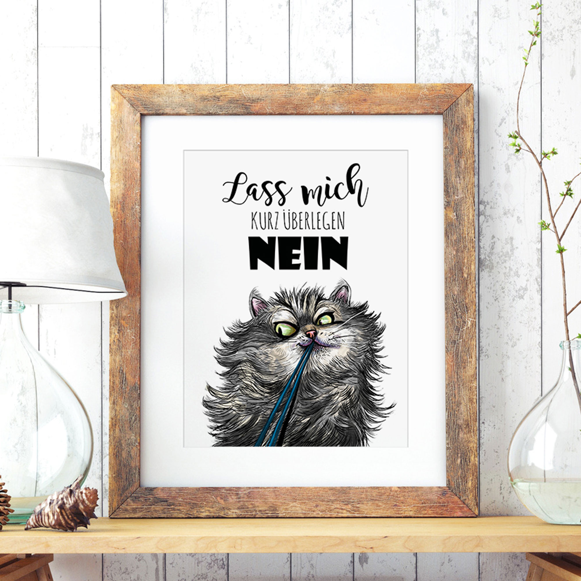 A3 Print Illustration Poster Plakat Katzenplakat Katzenposter Katze mit