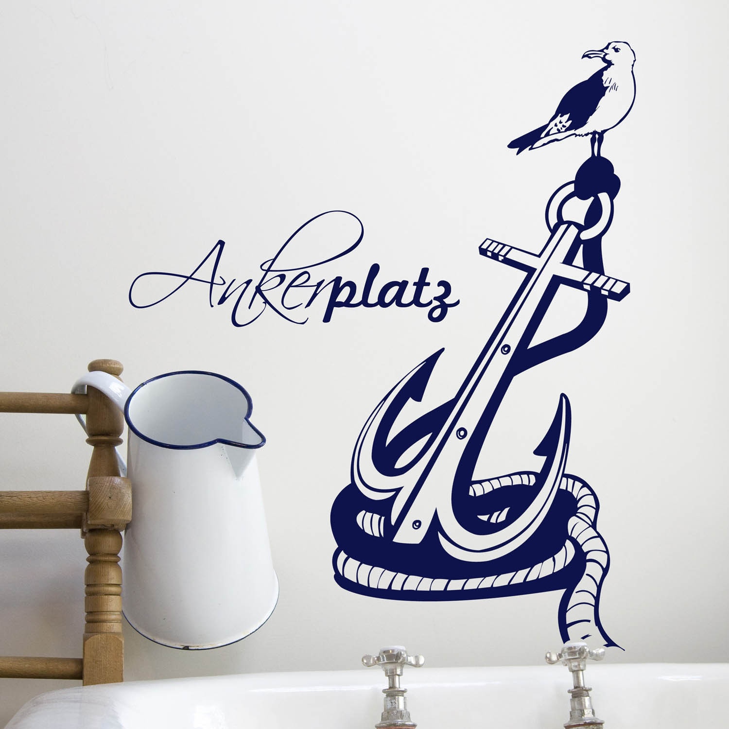 Wandtattoo Anker mit Tau Möve Ankerplatz M1472 Wandtattoos Elfentür