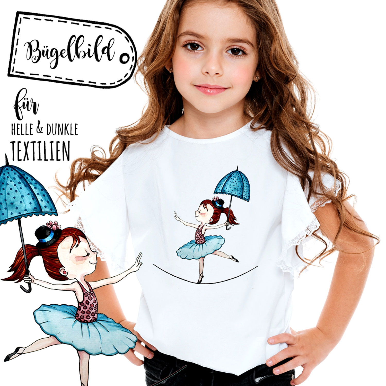 Bügelbild Set Schulkind 2025 Ballerina - Einschulung Motive Für T-Shirts & Turnbeutel