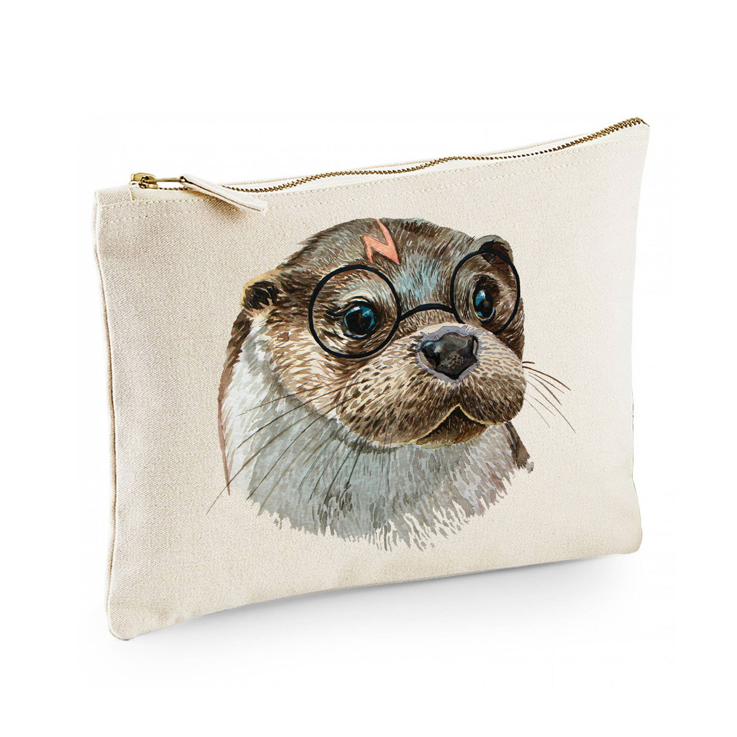 Canvas Pouch Tasche Mit Faultier-Motiv – Personalisierbar Mit Namen, 20x28 Cm, Reißverschluss, Aus Baumwolle