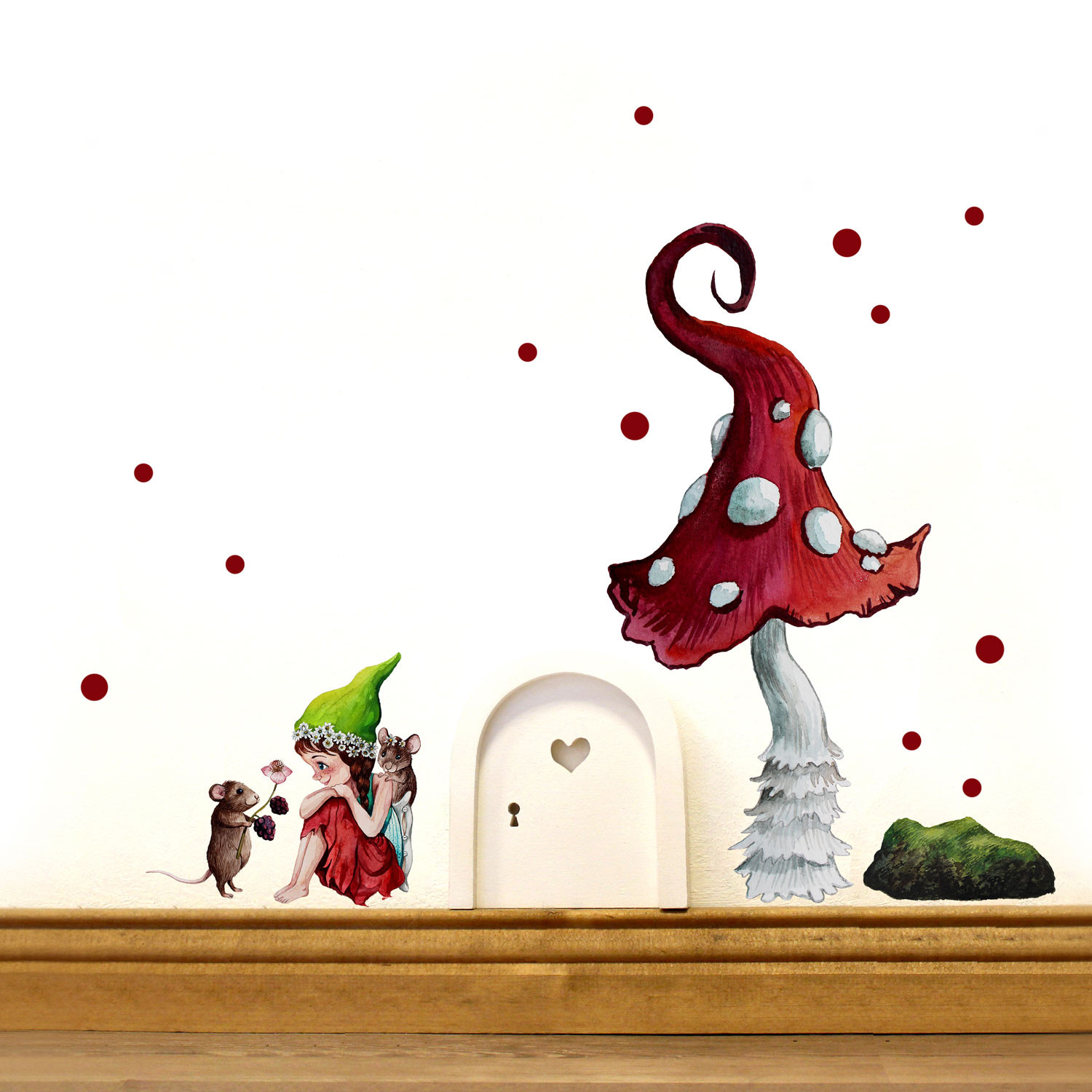 Ilka Parey Elfentür Mit Wandtattoo | Feentür Wichteltür Mit Fliegenpilz Design | Magische Deko Für Kinderzimmer