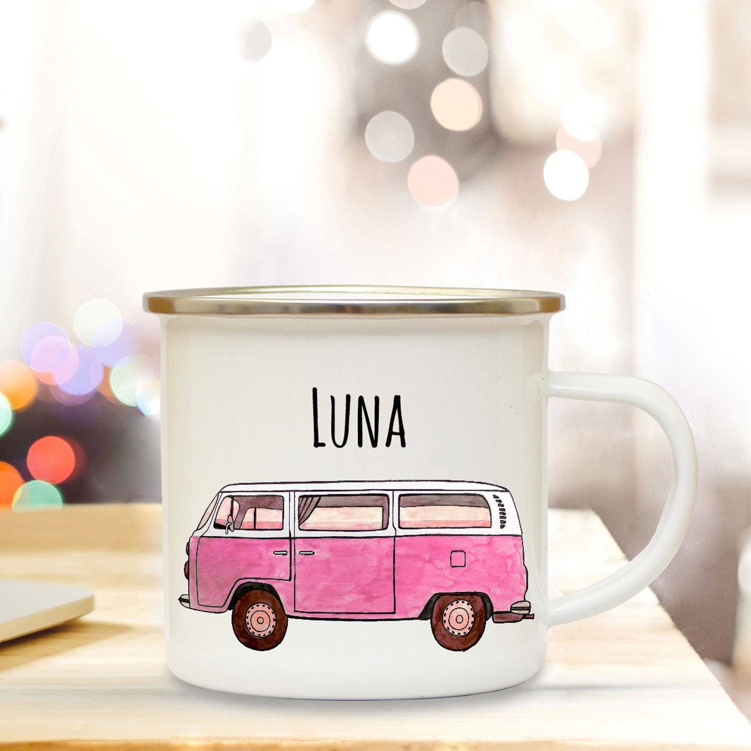 Camper Bus Tasse altrosa/lila Wohnmobil Kaffeetasse Kaffeebecher Becher Mug 