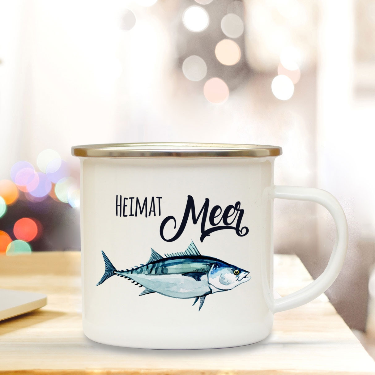 Emaille Becher Camping Tasse Fisch Mit Spruch Motto Heimat Meer Kaffeetasse Zitat Geschenk Eb149 Wandtattoos Elfentur Tassen