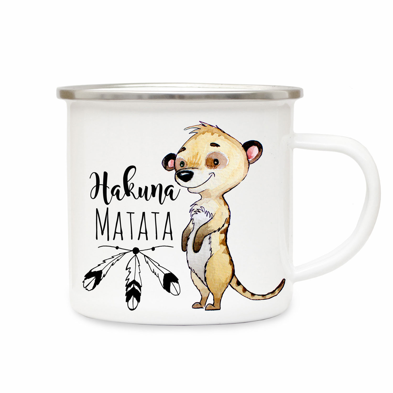 Emaille Becher Camping Tasse Erdmannchen Spruch Hakuna Matata Kaffeetasse Geschenk Eb167 Wandtattoos Elfentur Tassen