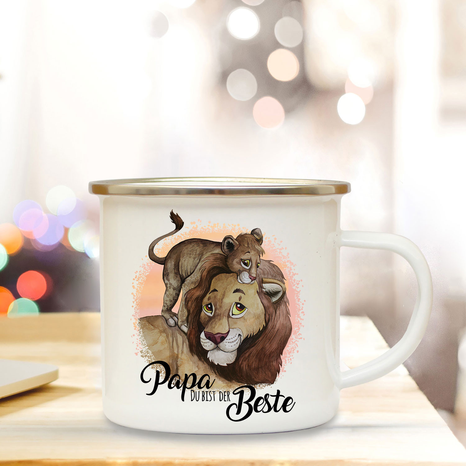 Emaille Becher Tasse Lowe Kind Madchen Spruch Papa Du Bist Grossartig Eb516 Sport Camping Outdoor