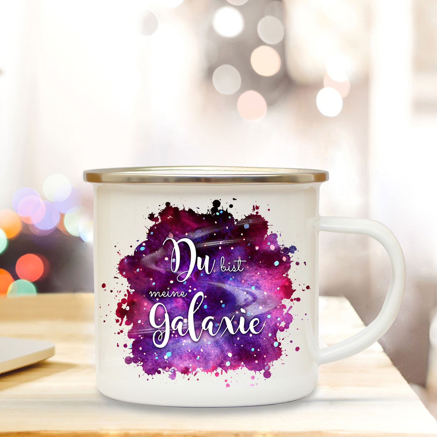 Emaille Becher Camping Tasse Möwe Spruch löppt Kaffeetasse Zitat Geschenk eb148 