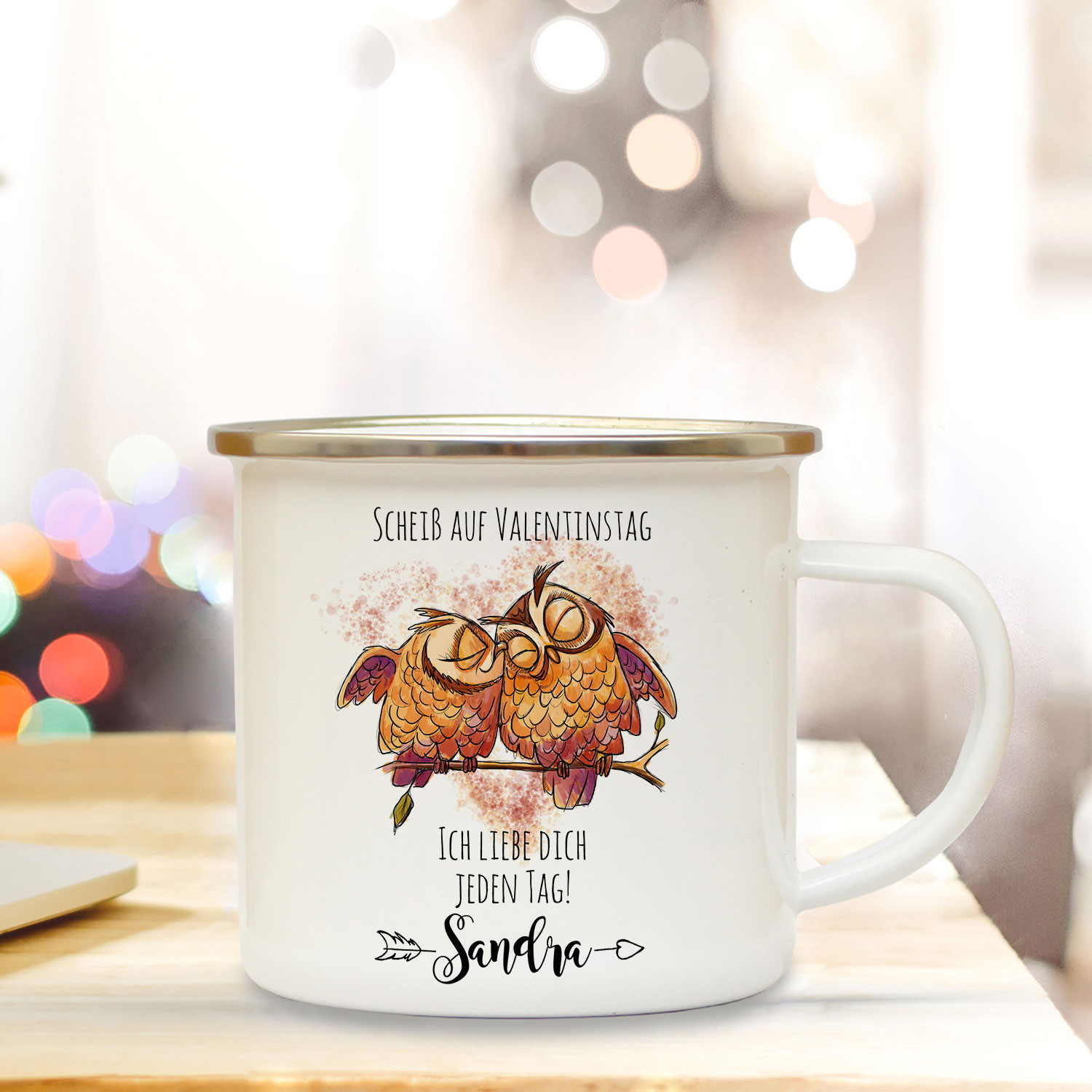 Ilka Parey Emaille-Becher Mit Hasen-Motiv – Personalisierbar Mit Wunschname, 300 Ml, ø 85 Mm