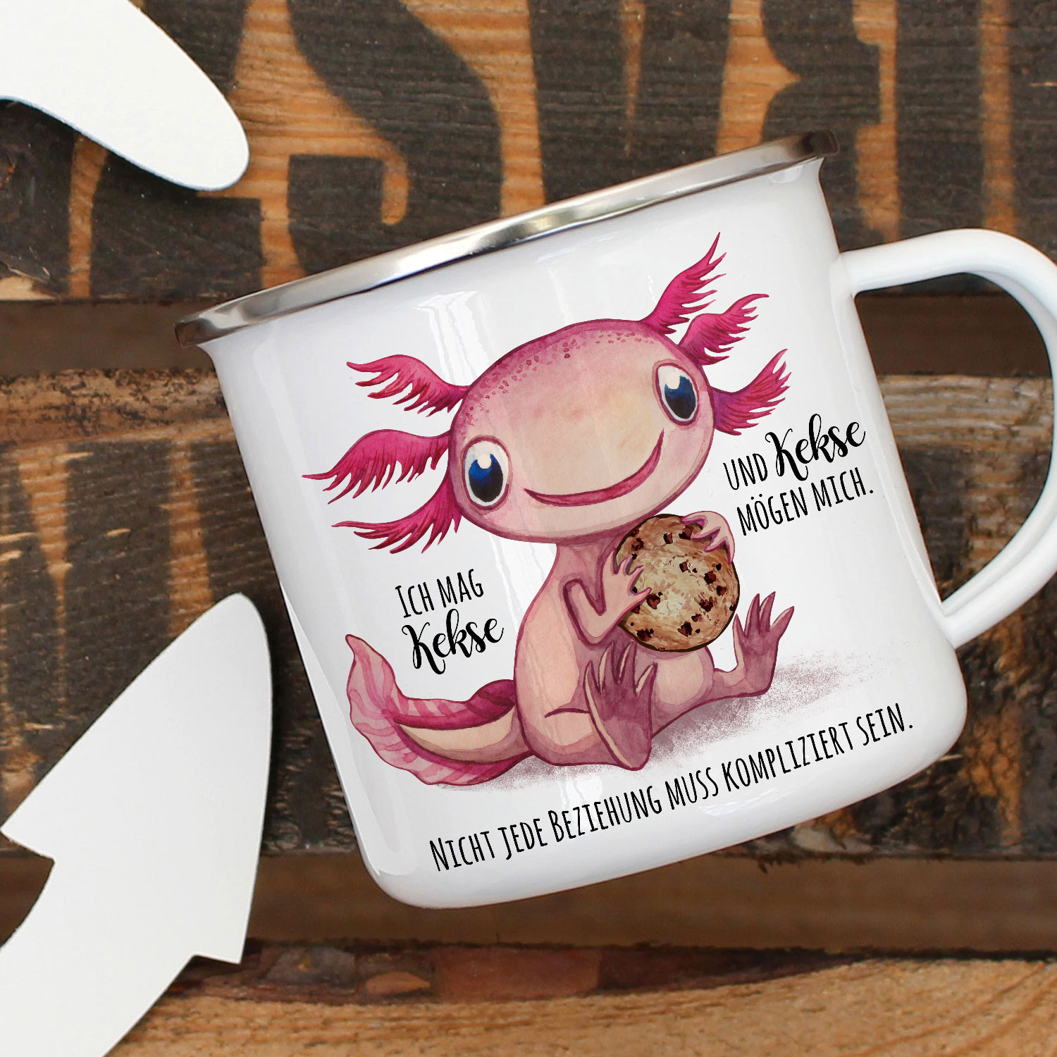 Emaille Becher Camping Tasse Motiv Axolotl Spruch Ich Mag Kekse Und Kekse Mogen Mich Kaffeetasse Geschenk Spruchbecher Eb334 Wandtattoos Elfentur Tassen