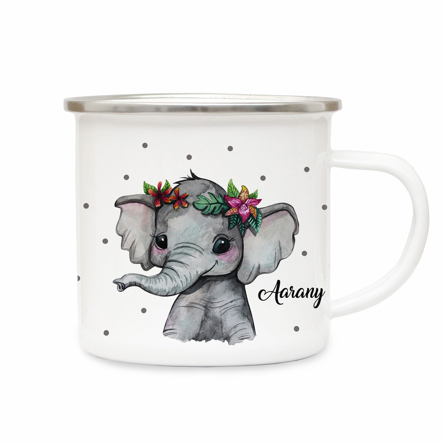 Emaillebecher Tasse Kaffeebecher Elefant Schmetterlinge Name Geschenk eb395 
