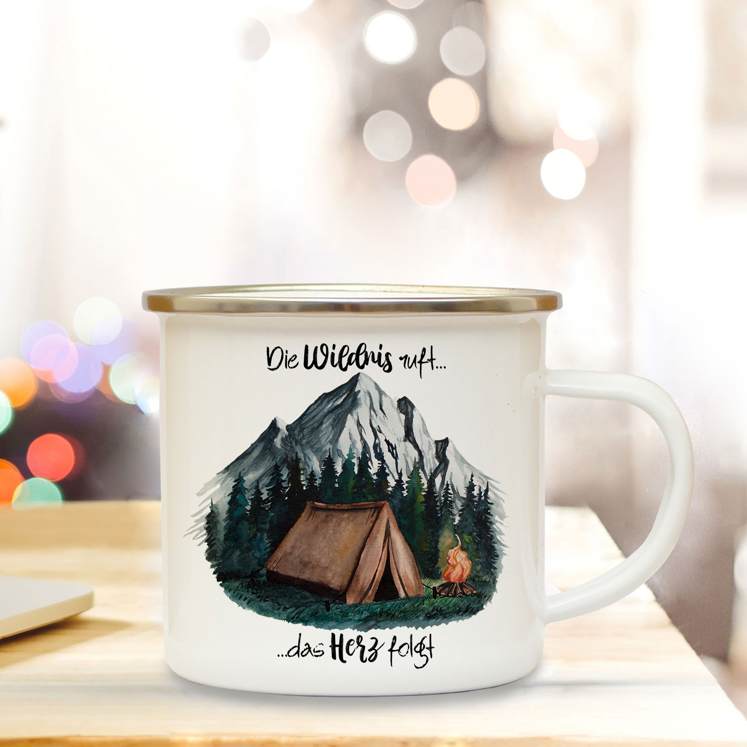 Campingbecher Weltbeste Tochter mit WUNSCHNAMEN CB320 Outdoor Emaille Kaffee 