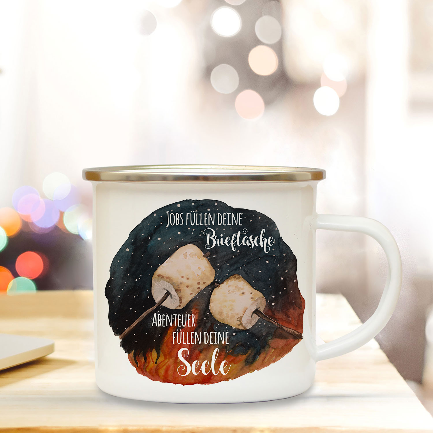 Emaille Becher Camping Tasse Marshmallows Spruch Jobs Fullen Brieftasche Abenteuer Deine Seele Kaffeetasse Geschenk Eb418 Wandtattoos Elfentur Tassen