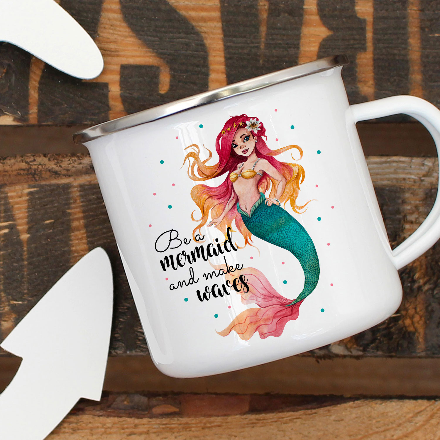 Emaille Becher Camping Tasse Meerjungfrau Spruch Be A Mermaid And Makes Waves Kaffeetasse Geschenk Spruchbecher Eb456 Wandtattoos Elfentur Tassen