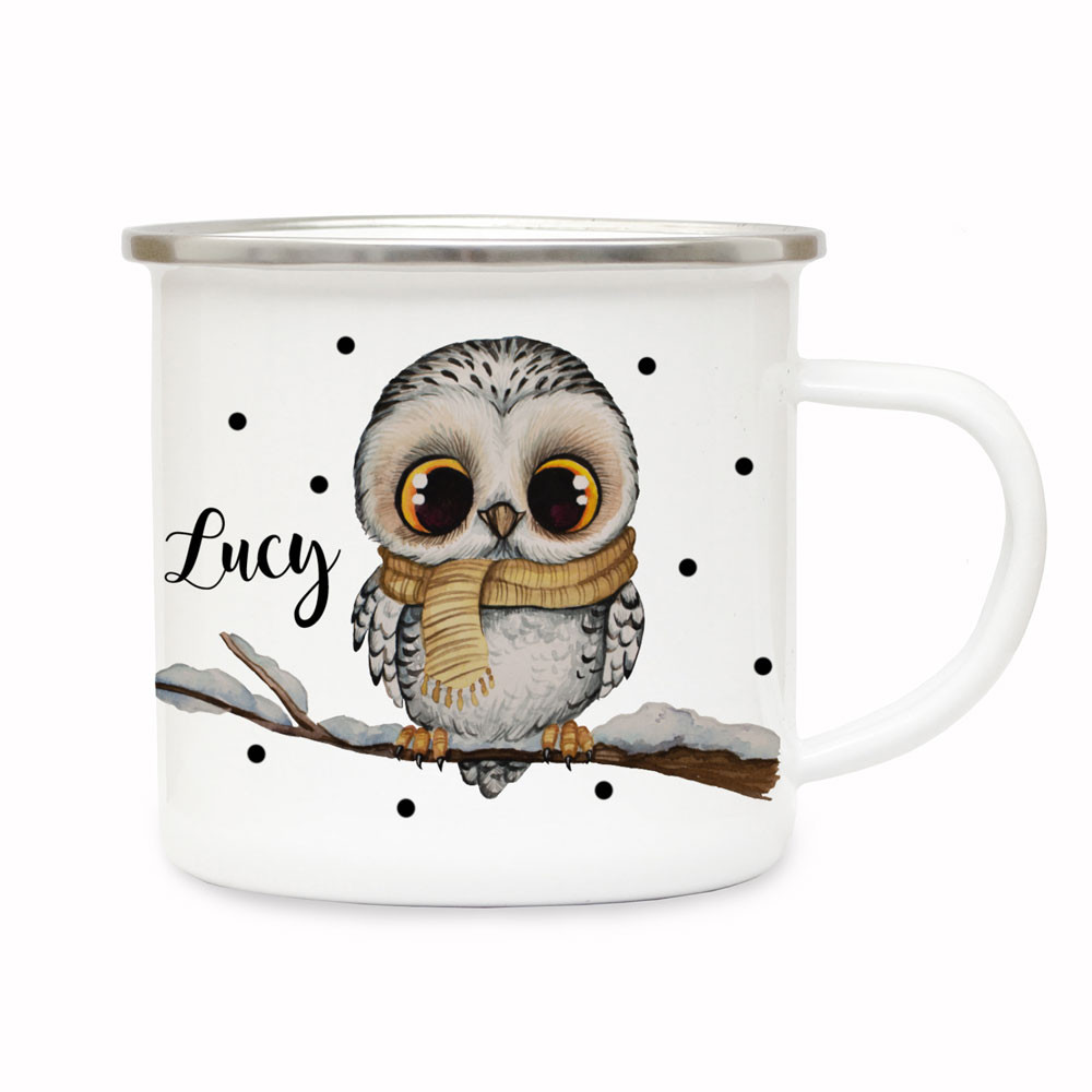 Emaille Becher Camping Tasse Pinguin & Spruch meine Einschulung Kaffeetasse  Geschenk mit Name Wunschname & Datum eb192