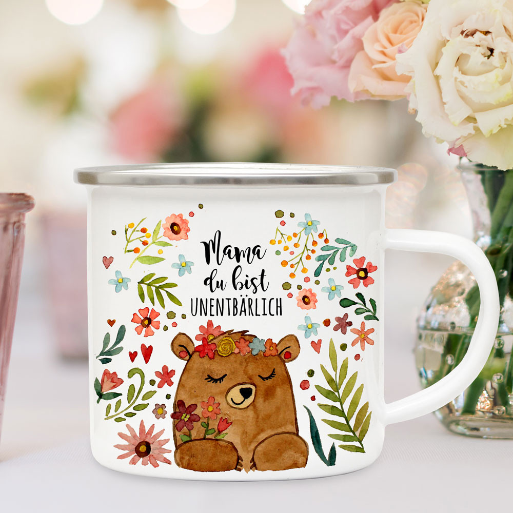 „Einfach Glücklicher, Wenn Du Da Bist“ – Motivtasse Mit Bärchen-Design, Spülmaschinenfest, Weiß