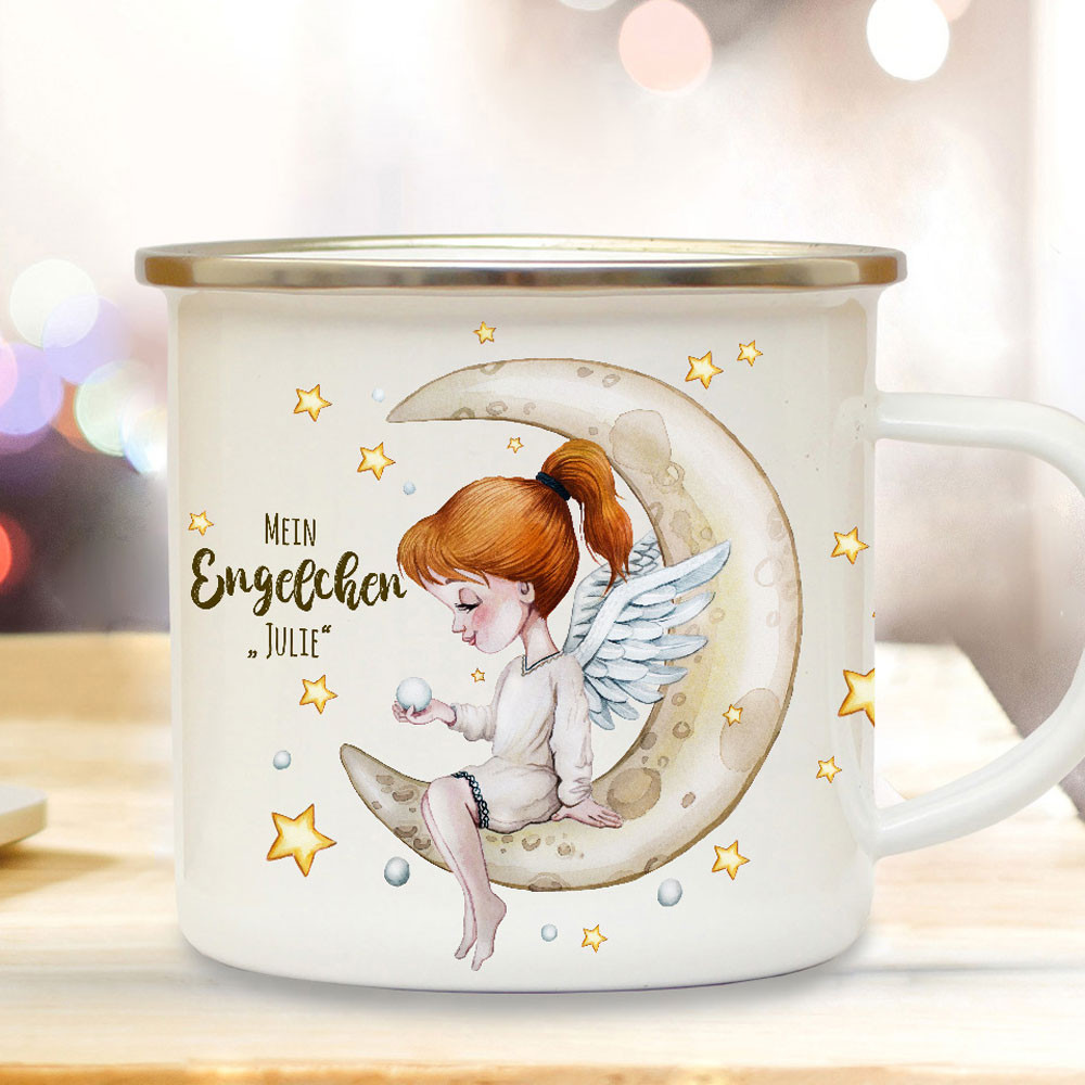 Emaillebecher Tasse Otter Baby & Name Wunschname Campingtasse Becher eb259 