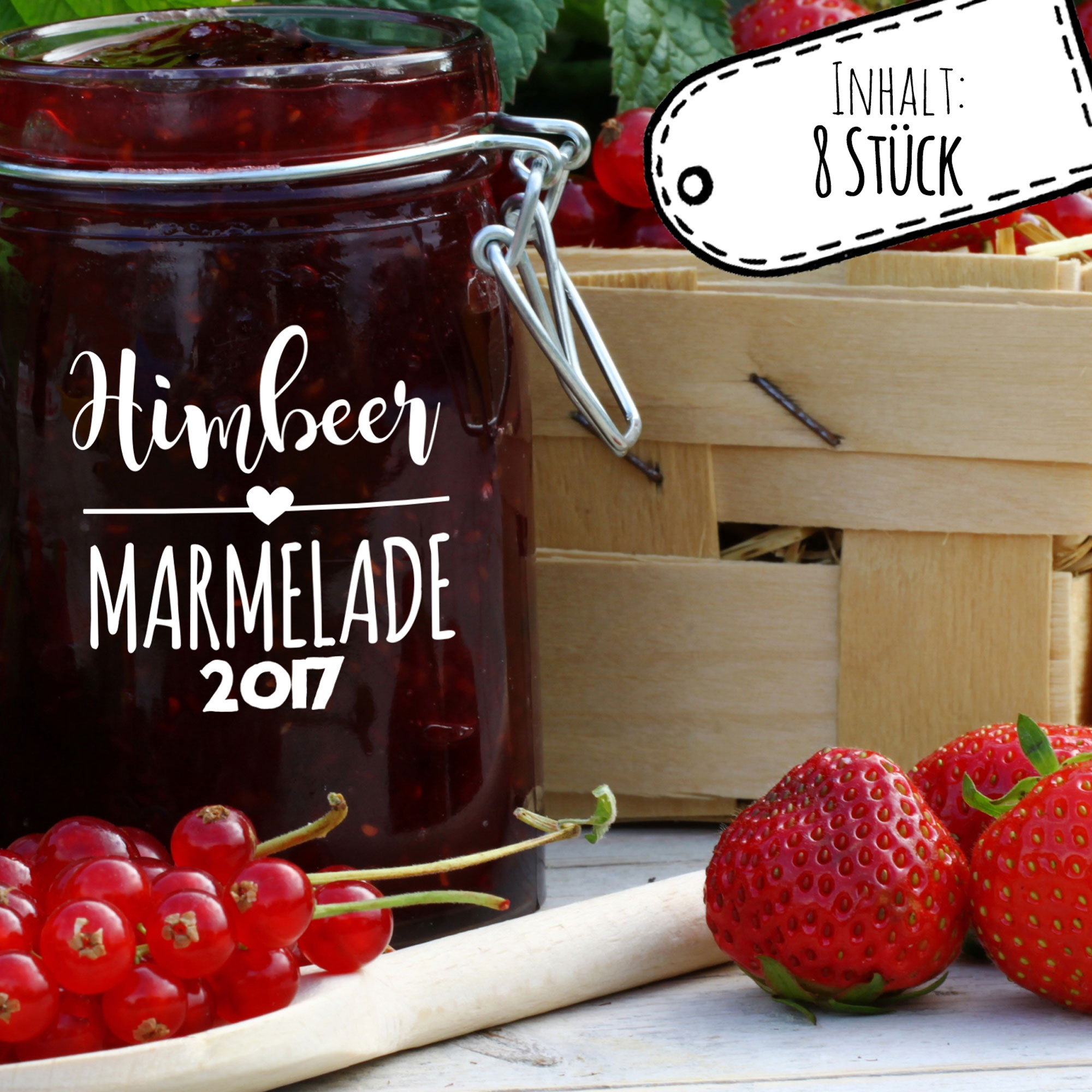 Aufkleber für Marmelade Etikett Marmeladenglas Himbeer Konfitüre ek03 ...