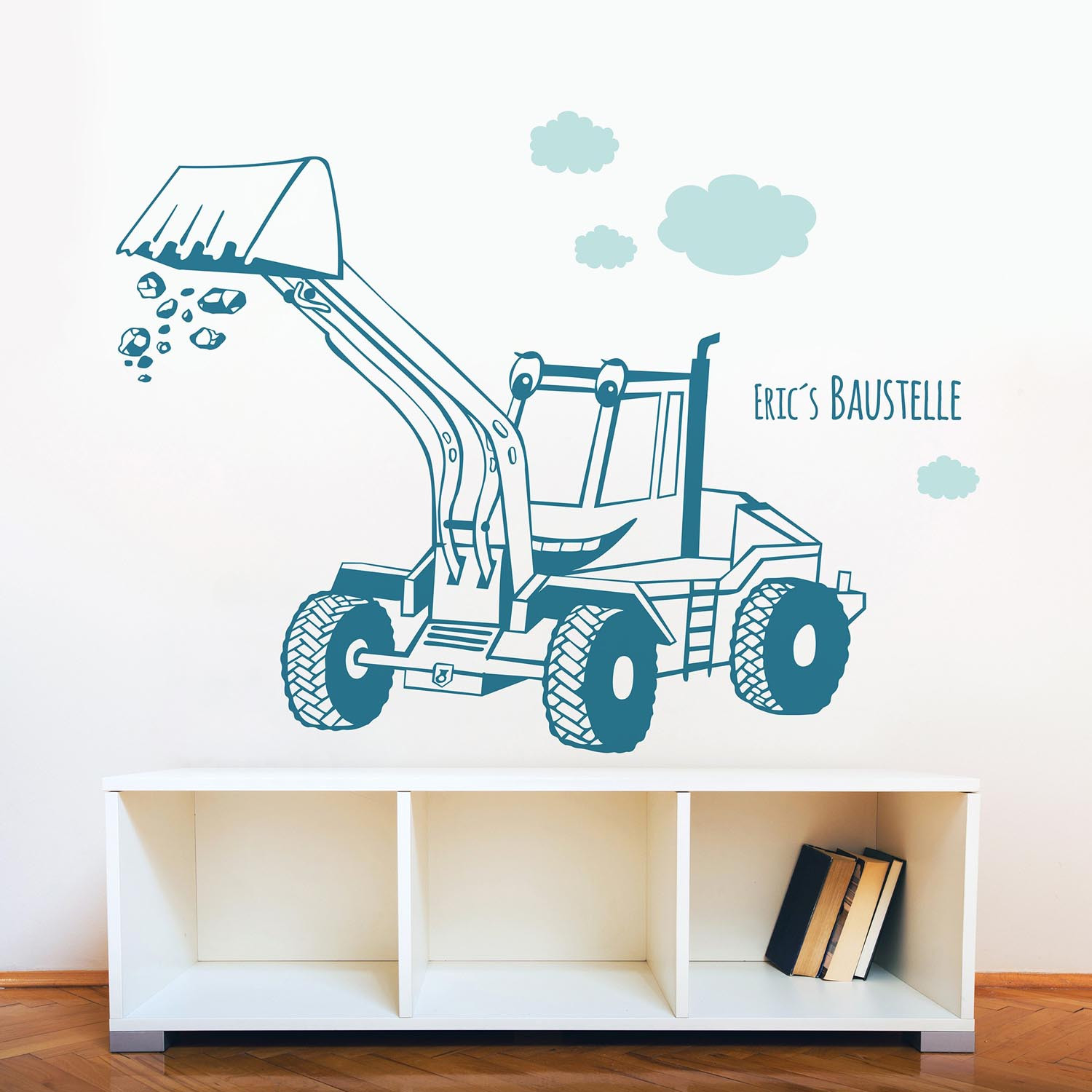 Wandtattoo „Cooler Bagger“ – Bunte Baustellen-Deko Fürs Kinderzimmer, 70x64 Cm