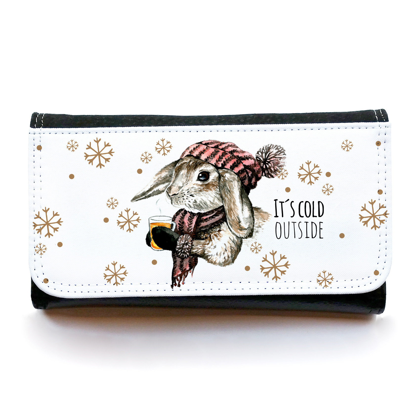Grosse Geldborse Hase Kaninchen Mit Spruch It S Cold Outside Und Schneeflocken Gbg028 Wandtattoos Elfentur Tassen