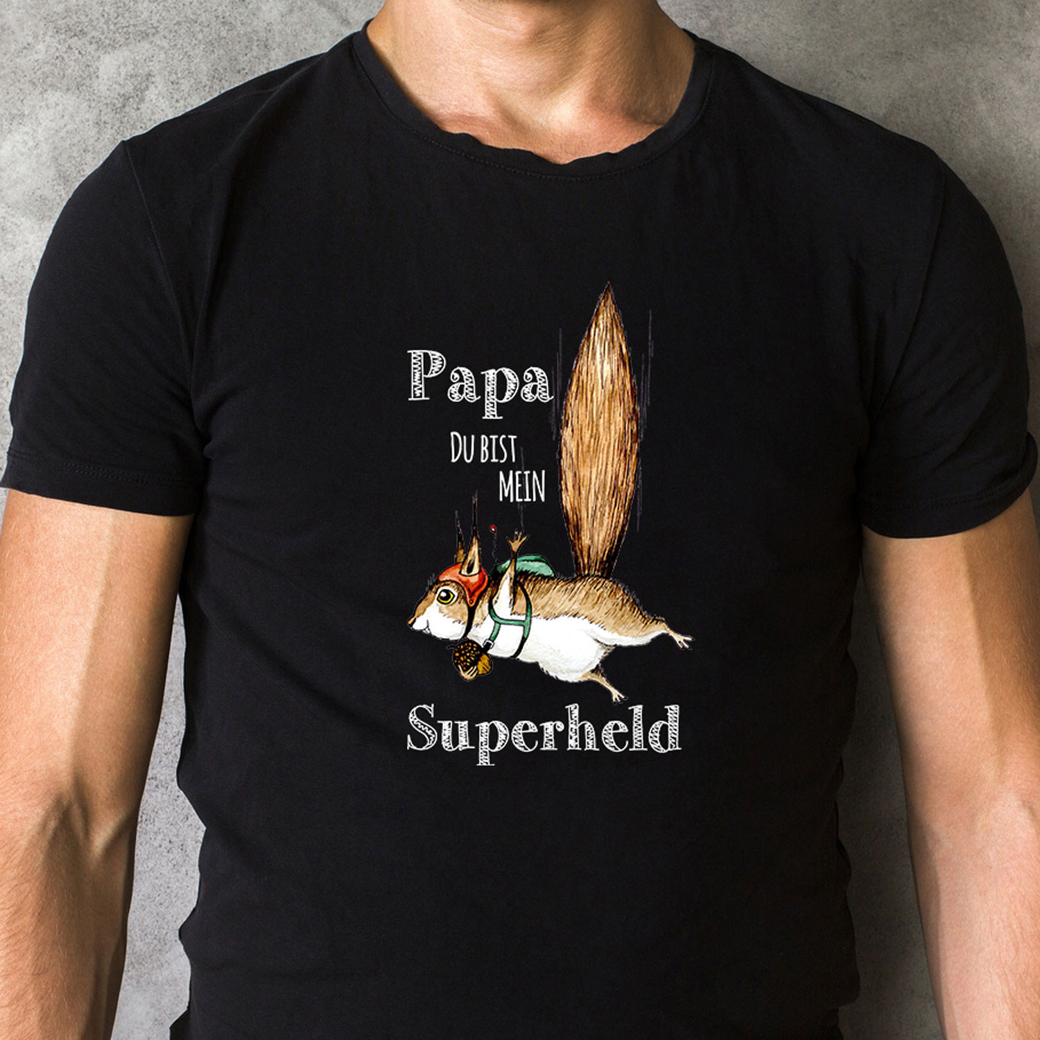 Herren T Shirt Mit Flughornchen Spruch Papa Du Bist Mein Superheld Shirt Schwarz In 4 Grossen Hs10 Wandtattoos Elfentur Tassen