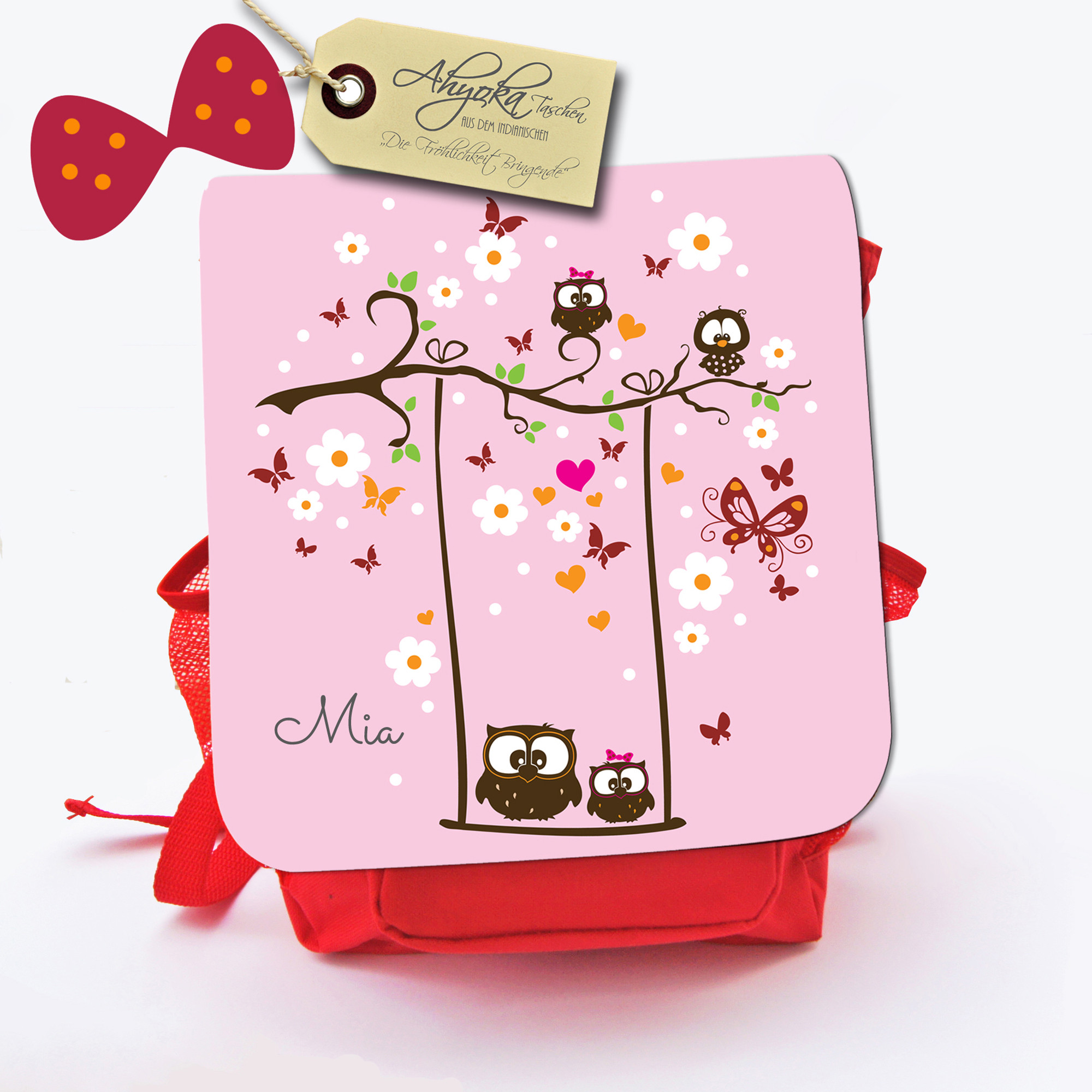 Mnsruu Kinderrucksack Mit Eulen-Muster – 26x15x33 Cm, Polyester, Mit Anti-Verlust-Gurt Und Reflektoren