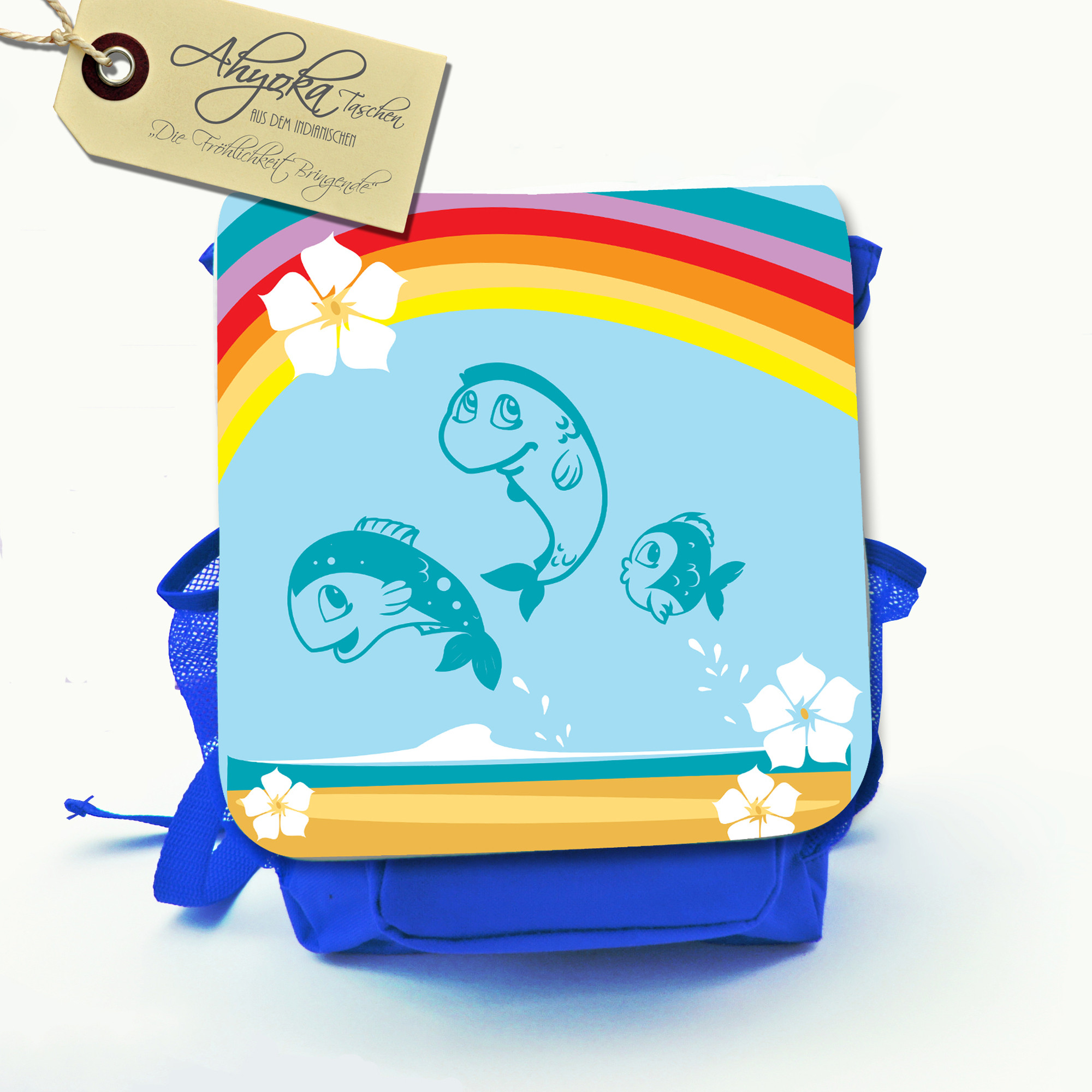 Kinderrucksack Mit Fisch-Motiv – Bunt (orange/rot/gelb), Für Kindergarten & Vorschule, Ca. 25 X 10 X 30 Cm