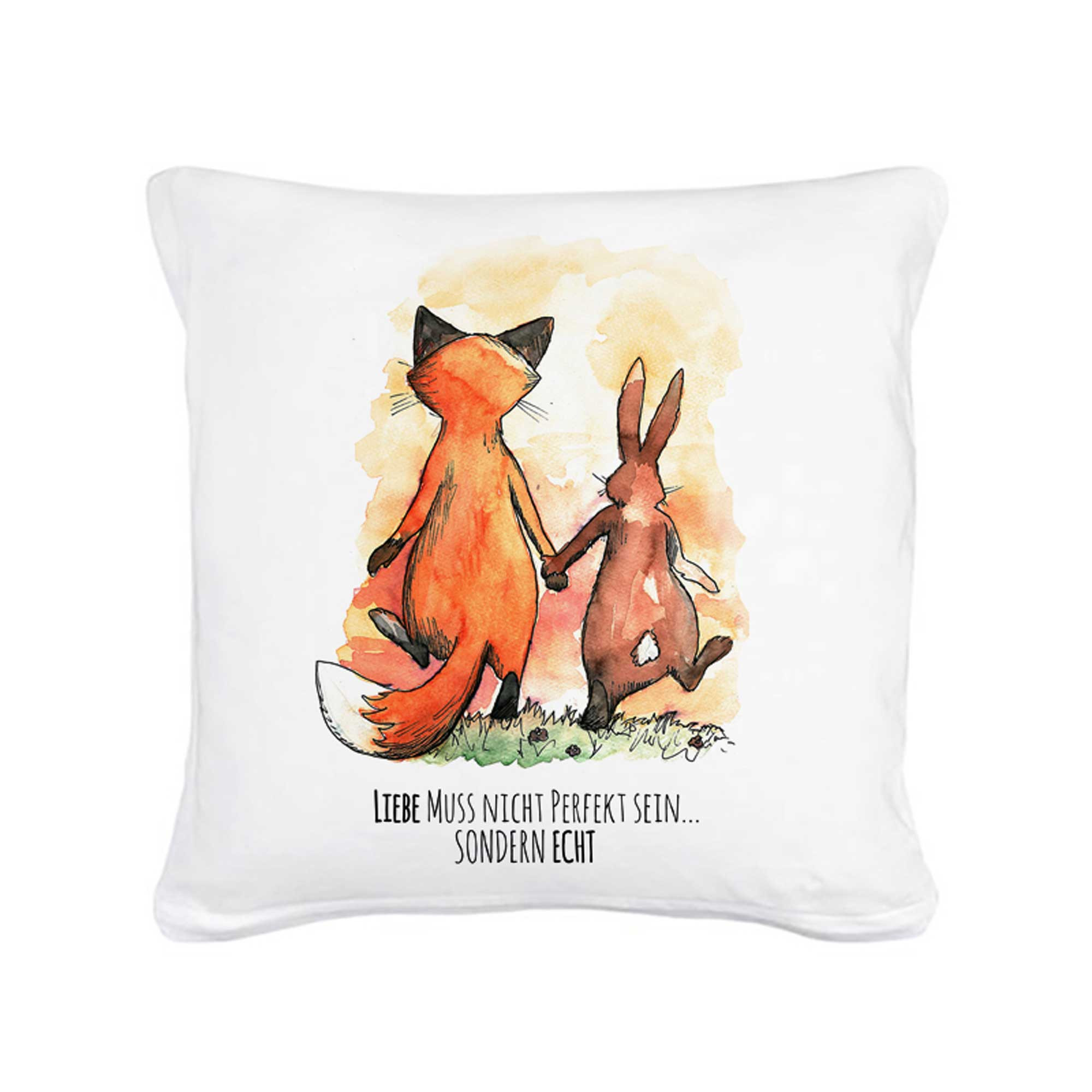 Kissen Hase Und Fuchs Mit Spruch Liebe Muss Nicht Perfekt Sein Sondern Echt Inklusive Fullung Ks08 Wandtattoos Elfentur Tassen