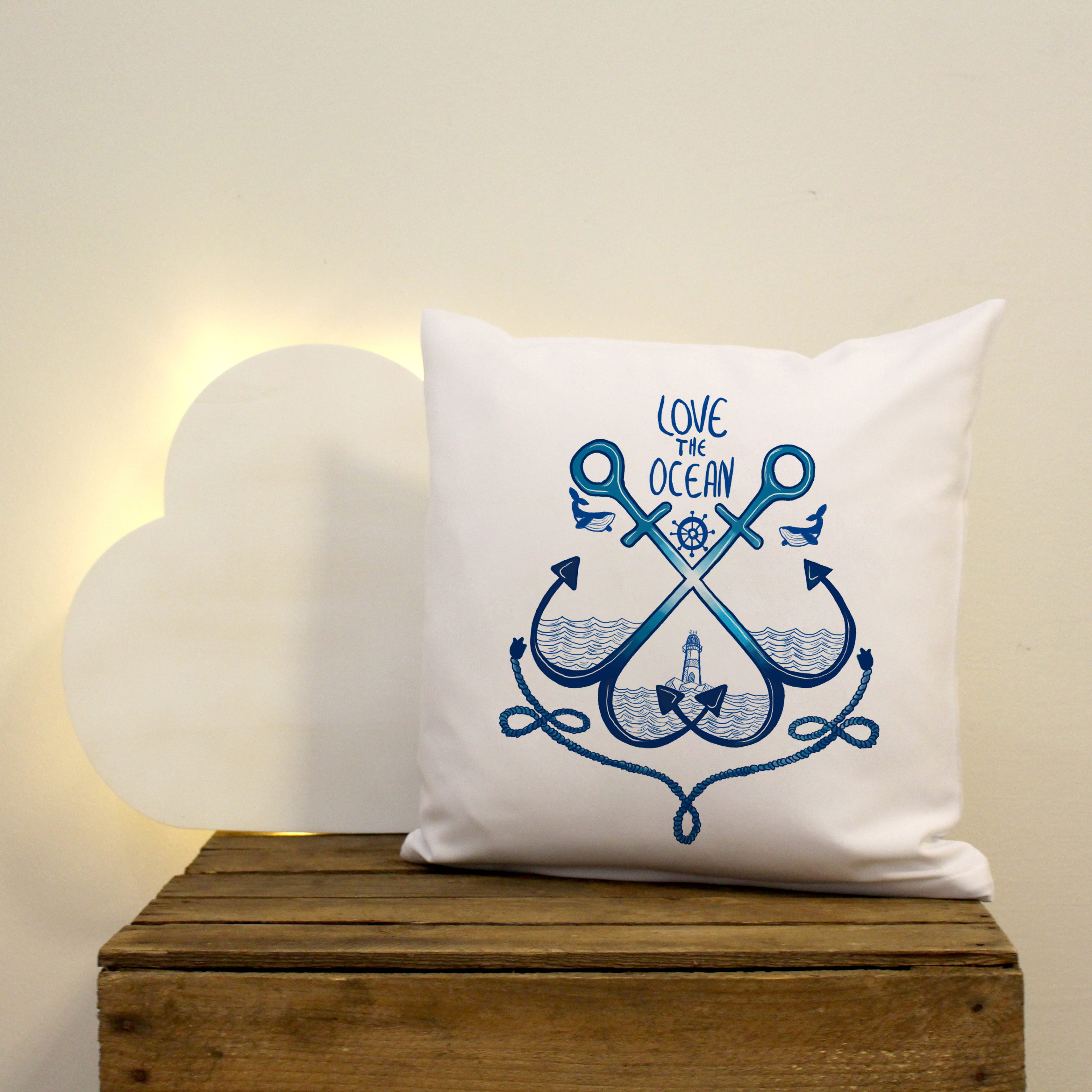 Kissen Dekokissen Maritim Mit Anker Leuchtturm Und Spruch Love The Ocean Inklusive Fullung Ks105 Wandtattoos Elfentur Tassen