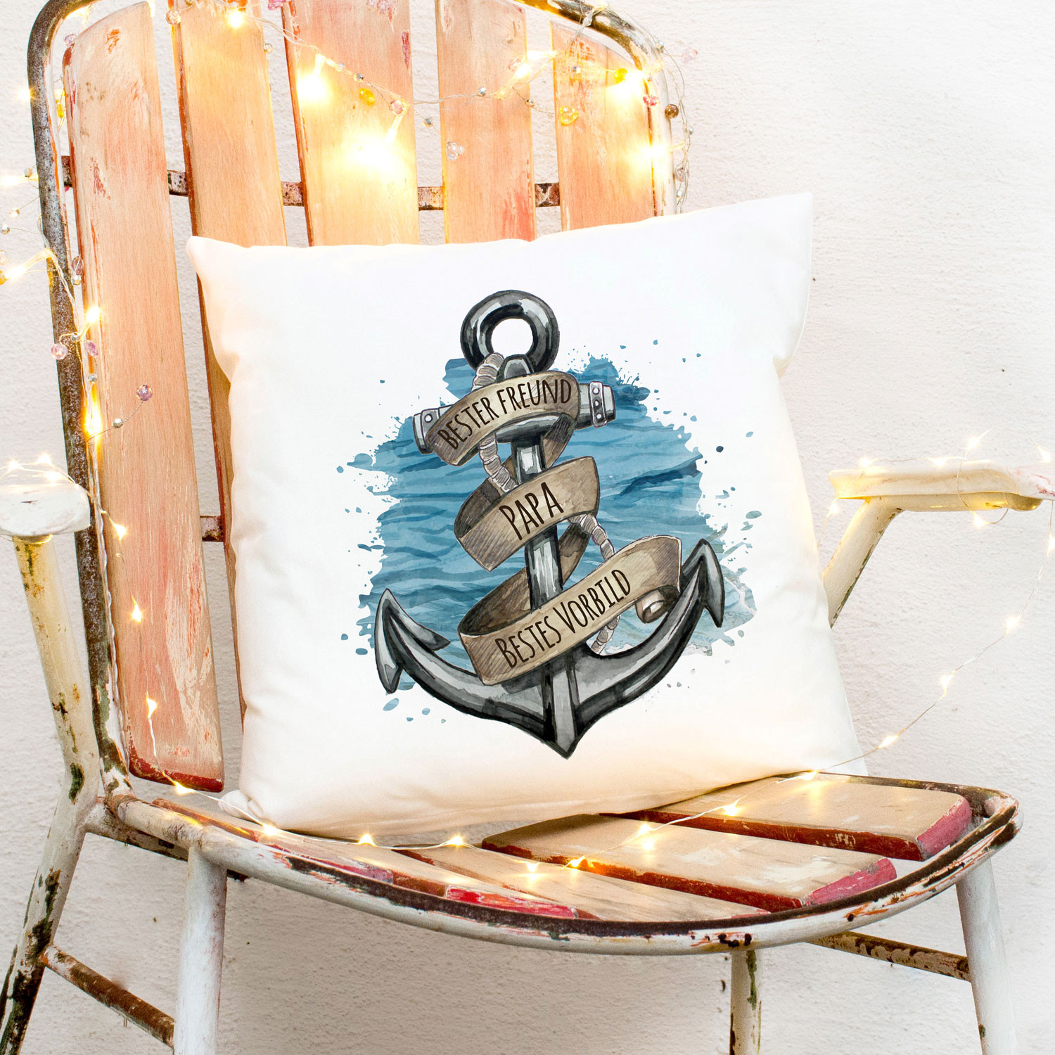 Kissen maritim Anker mit Banderole & Spruch Bester Freund Papa Bestes