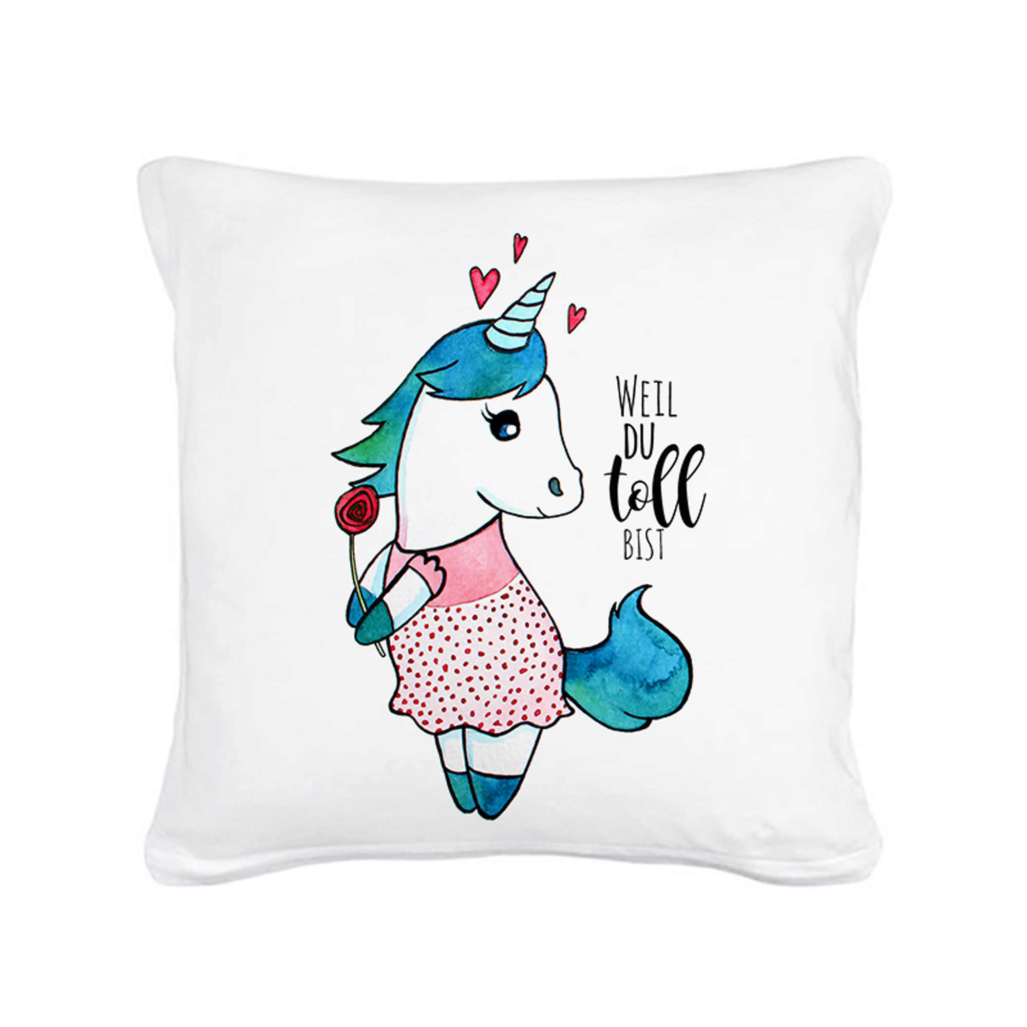 Kissen Einhorn mit Spruch weil du toll bist inklusive Füllung ks25 Wandtattoos Elfentür, Tassen