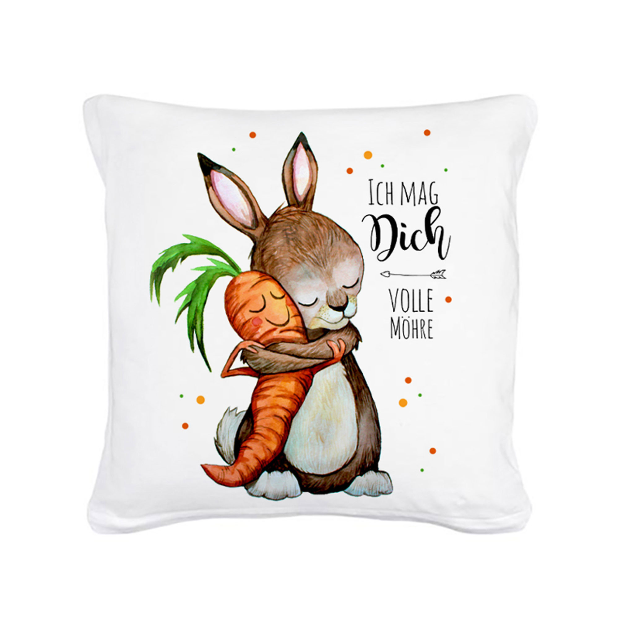 Kissen Hase mit Spruch ich mag dich volle Möhre inklusive Füllung ks29