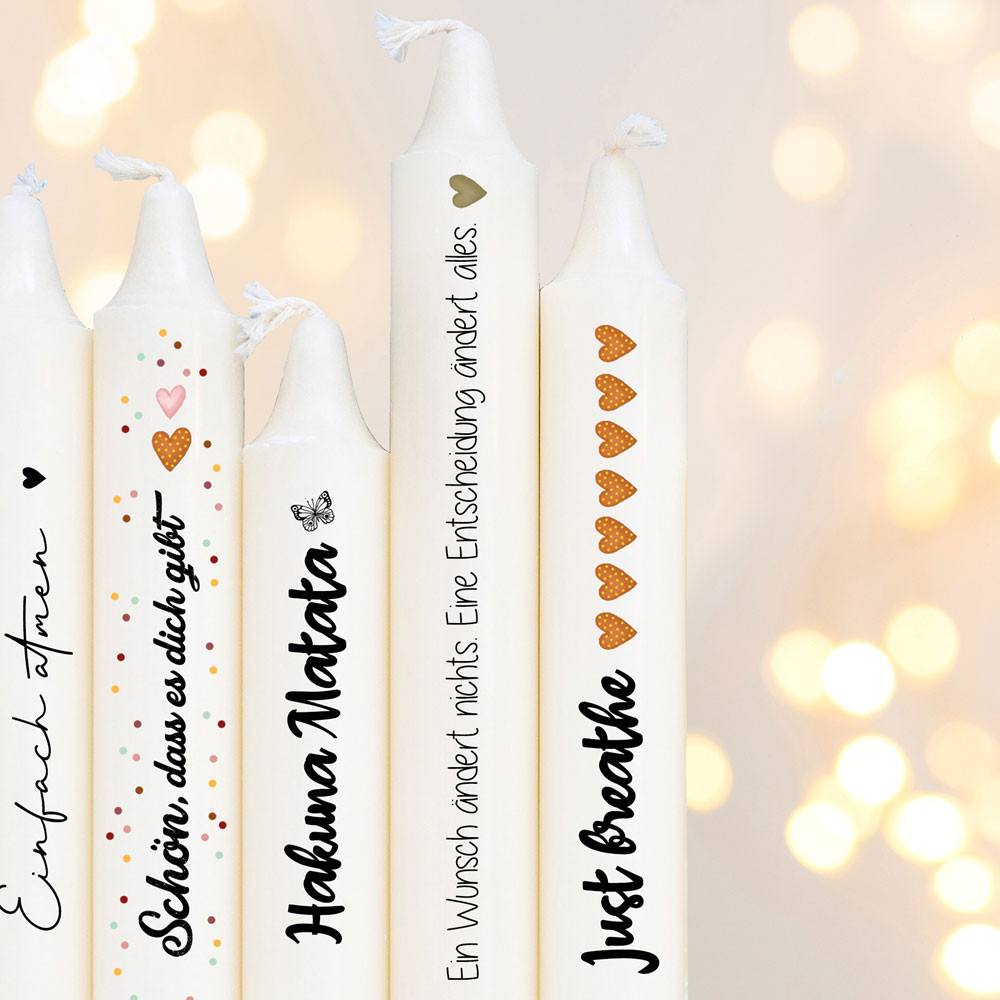 Kerzensticker Kerzentattoos Tattoofolie positive Sprüche für Kerzen