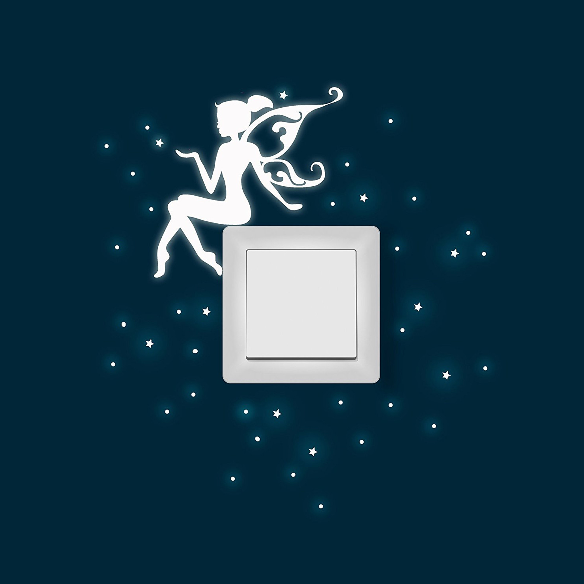 leuchtendes wandtattoo fluoreszierendes wandbild wandsticker wandaufkleber lichtschalteraufkleber lichtschaltersticker lichtschaltertattoo sticker aufkleber fee elfesterne m1161_h