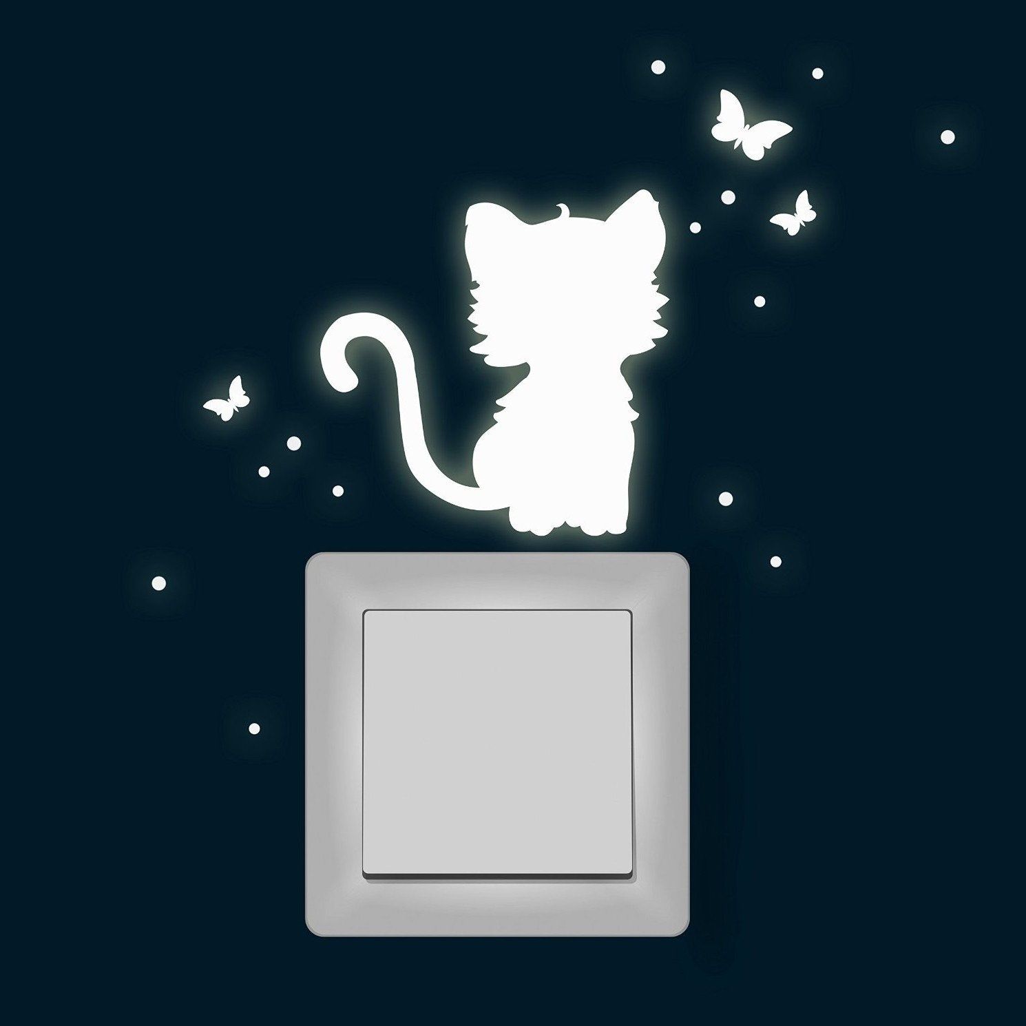 Leuchtsticker Lichtschalteraufkleber Wandtattoo Katze mit
