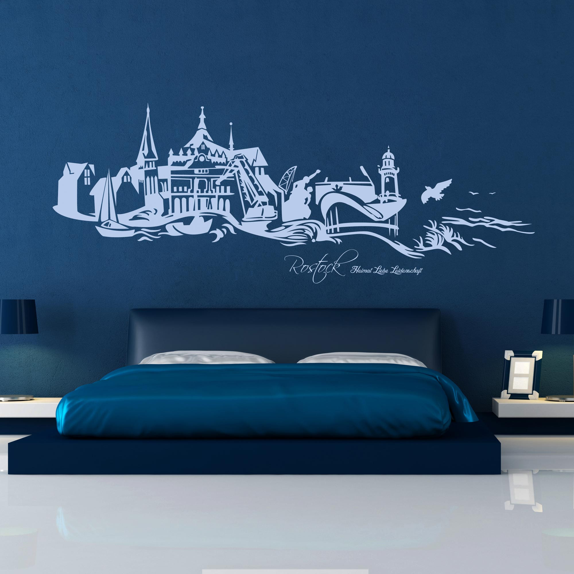 3D LED Deko Wismar  Wandtattoo Skyline Wandsticker Aufkleber Buch Reise 