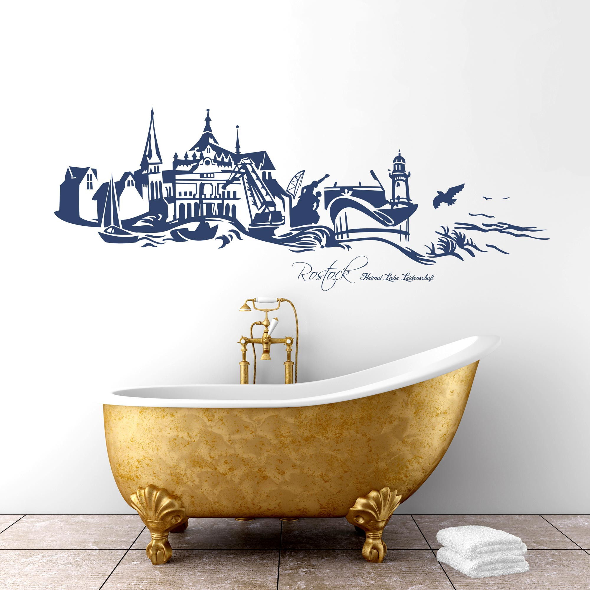 Wandtattoo Wandsticker Skyline Panorama Rostock Warnemunde Hansestadt Hafen M1071 Wandtattoos Elfentur Tassen