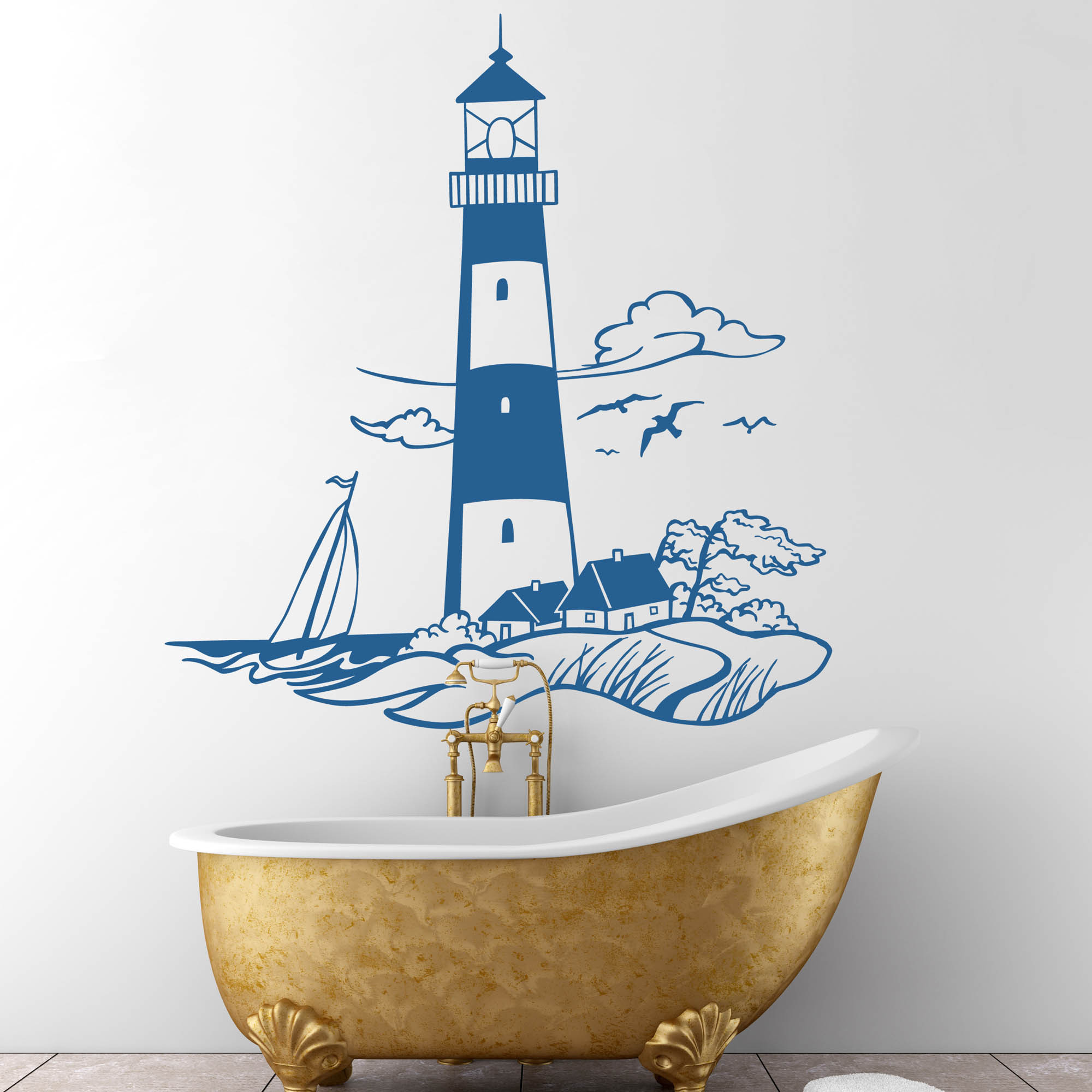 wandtattoo maritim Wandtattoo Leuchtturm Meer Küste maritime Landschaft M1430