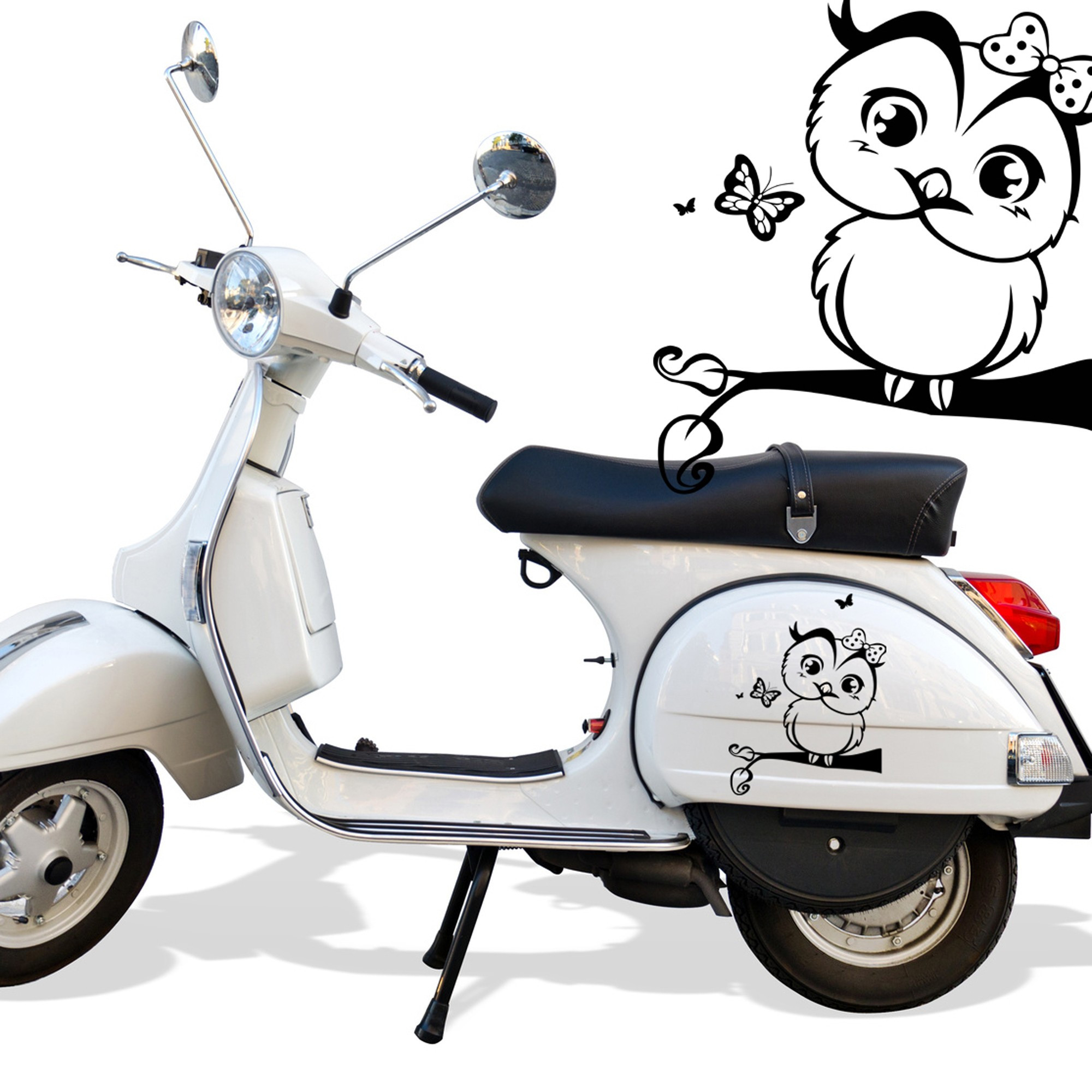 Moped Aufkleber moped aufkleber eule auf zweig mit schmetterlingen m1462 Moped Aufkleber moped aufkleber eule auf zweig mit schmetterlingen m1462