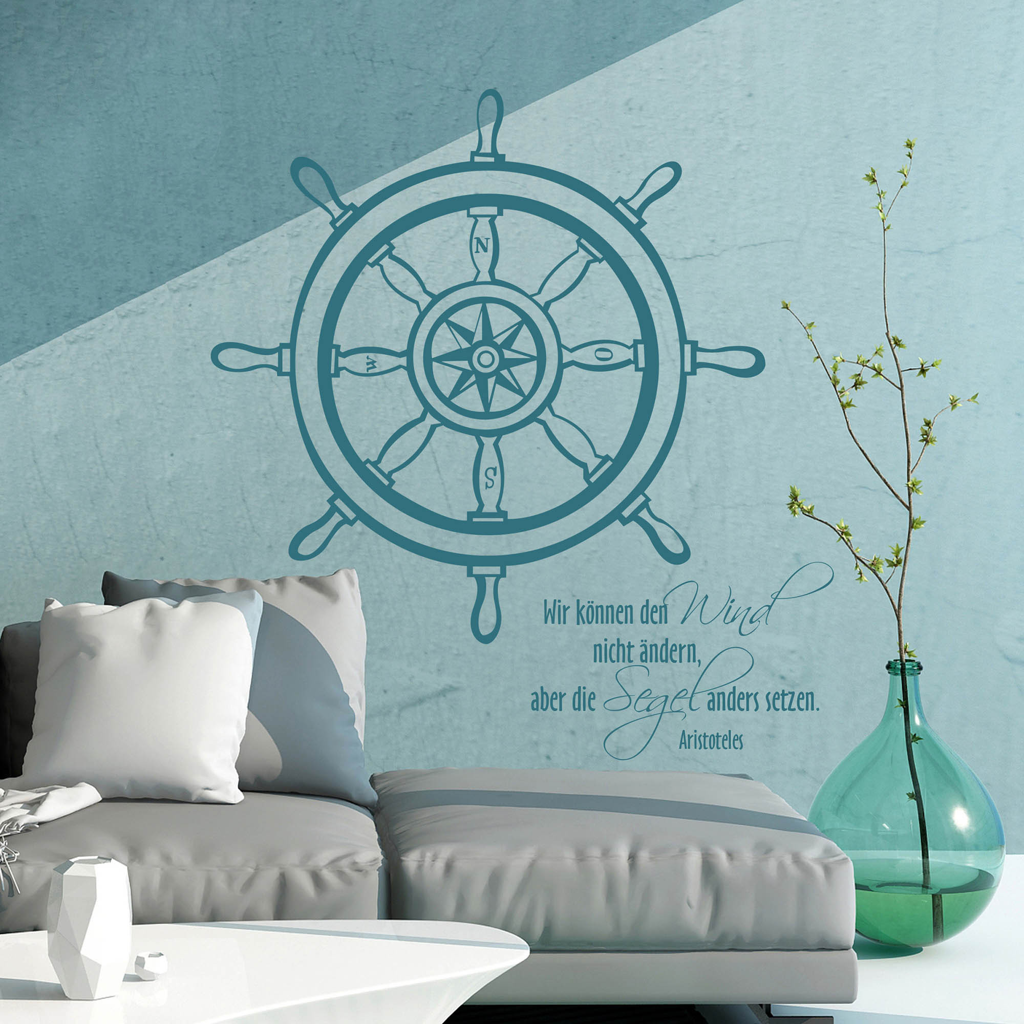 Wandtattoo Steuerrad Meer Wind Spruch Zitat Von Aristoteles M1485 Wandtattoos Elfentur Tassen